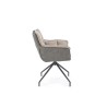 Scaun living Halmar K523, cadru metal, spatar matlasat, rotativ 360 grade, stil modern, 61x61x85x48cm, textil/piele, gri