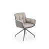 Scaun living Halmar K523, cadru metal, spatar matlasat, rotativ 360 grade, stil modern, 61x61x85x48cm, textil/piele, gri