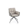 Scaun living Halmar K523, cadru metal, spatar matlasat, rotativ 360 grade, stil modern, 61x61x85x48cm, textil/piele, gri