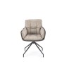 Scaun living Halmar K523, cadru metal, spatar matlasat, rotativ 360 grade, stil modern, 61x61x85x48cm, textil/piele, gri