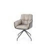 Scaun living Halmar K523, cadru metal, spatar matlasat, rotativ 360 grade, stil modern, 61x61x85x48cm, textil/piele, gri