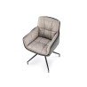 Scaun living Halmar K523, cadru metal, spatar matlasat, rotativ 360 grade, stil modern, 61x61x85x48cm, textil/piele, gri