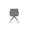 Scaun living Halmar K523, cadru metal, spatar matlasat, rotativ 360 grade, stil modern, 61x61x85x48cm, textil/piele, gri