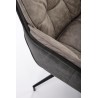 Scaun living Halmar K523, cadru metal, spatar matlasat, rotativ 360 grade, stil modern, 61x61x85x48cm, textil/piele, gri