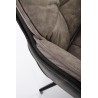 Scaun living Halmar K523, cadru metal, spatar matlasat, rotativ 360 grade, stil modern, 61x61x85x48cm, textil/piele, gri