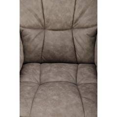 Scaun living Halmar K523, cadru metal, spatar matlasat, rotativ 360 grade, stil modern, 61x61x85x48cm, textil/piele, gri