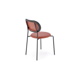 Scaun living/sufragerie Halmar K524, cadru metal,  stil clasic, 46x51x78x45cm, piele/ratan, rosu