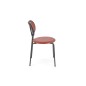 Scaun tapitat pentru sufragerie, design clasic/modern, spatar din ratan, sezut din piele, cadru metalic, visiniu