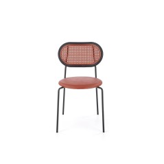 Scaun living/sufragerie Halmar K524, cadru metal,  stil clasic, 46x51x78x45cm, piele/ratan, rosu
