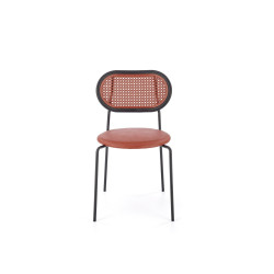 Scaun living/sufragerie Halmar K524, cadru metal,  stil clasic, 46x51x78x45cm, piele/ratan, rosu