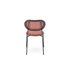 Scaun living/sufragerie Halmar K524, cadru metal,  stil clasic, 46x51x78x45cm, piele/ratan, rosu