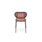 Scaun tapitat pentru sufragerie, design clasic/modern, spatar din ratan, sezut din piele, cadru metalic, visiniu
