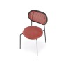 Scaun living/sufragerie Halmar K524, cadru metal,  stil clasic, 46x51x78x45cm, piele/ratan, rosu