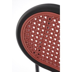Scaun living/sufragerie Halmar K524, cadru metal,  stil clasic, 46x51x78x45cm, piele/ratan, rosu