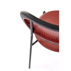 Scaun living/sufragerie Halmar K524, cadru metal,  stil clasic, 46x51x78x45cm, piele/ratan, rosu