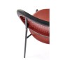 Scaun tapitat pentru sufragerie, design clasic/modern, spatar din ratan, sezut din piele, cadru metalic, visiniu