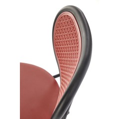 Scaun living/sufragerie Halmar K524, cadru metal,  stil clasic, 46x51x78x45cm, piele/ratan, rosu