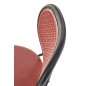 Scaun tapitat pentru sufragerie, design clasic/modern, spatar din ratan, sezut din piele, cadru metalic, visiniu