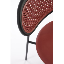 Scaun living/sufragerie Halmar K524, cadru metal,  stil clasic, 46x51x78x45cm, piele/ratan, rosu