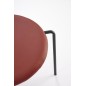 Scaun tapitat pentru sufragerie, design clasic/modern, spatar din ratan, sezut din piele, cadru metalic, visiniu