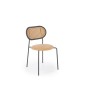 Scaun tapitat cu piele, pentru living, design clasic/modern, spatar din ratan, cadru metalic, 46 x 51 x 78 cm, maro/negru Scaun tapitat cu piele, pentru living, design clasic/modern, spatar din ratan, cadru metalic, 46 x 51 x 78 cm, maro/negru