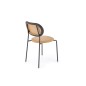 Scaun tapitat cu piele, pentru living, design clasic/modern, spatar din ratan, cadru metalic, 46 x 51 x 78 cm, maro/negru Scaun tapitat cu piele, pentru living, design clasic/modern, spatar din ratan, cadru metalic, 46 x 51 x 78 cm, maro/negru