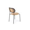 Scaun living/sufragerie Halmar K524, cadru metal, stil clasic, 46x51x78x45cm, piele/ratan, maro