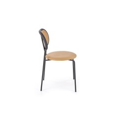 Scaun living/sufragerie Halmar K524, cadru metal,  stil clasic, 46x51x78x45cm, piele/ratan, maro