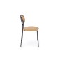 Scaun tapitat cu piele, pentru living, design clasic/modern, spatar din ratan, cadru metalic, 46 x 51 x 78 cm, maro/negru Scaun tapitat cu piele, pentru living, design clasic/modern, spatar din ratan, cadru metalic, 46 x 51 x 78 cm, maro/negru