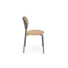 Scaun living/sufragerie Halmar K524, cadru metal, stil clasic, 46x51x78x45cm, piele/ratan, maro