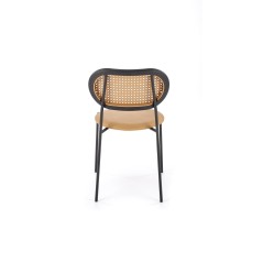 Scaun living/sufragerie Halmar K524, cadru metal,  stil clasic, 46x51x78x45cm, piele/ratan, maro