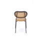 Scaun tapitat cu piele, pentru living, design clasic/modern, spatar din ratan, cadru metalic, 46 x 51 x 78 cm, maro/negru Scaun tapitat cu piele, pentru living, design clasic/modern, spatar din ratan, cadru metalic, 46 x 51 x 78 cm, maro/negru