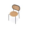 Scaun living/sufragerie Halmar K524, cadru metal, stil clasic, 46x51x78x45cm, piele/ratan, maro