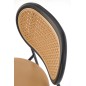 Scaun tapitat cu piele, pentru living, design clasic/modern, spatar din ratan, cadru metalic, 46 x 51 x 78 cm, maro/negru Scaun tapitat cu piele, pentru living, design clasic/modern, spatar din ratan, cadru metalic, 46 x 51 x 78 cm, maro/negru