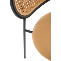 Scaun living/sufragerie Halmar K524, cadru metal,  stil clasic, 46x51x78x45cm, piele/ratan, maro