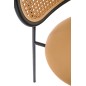 Scaun tapitat cu piele, pentru living, design clasic/modern, spatar din ratan, cadru metalic, 46 x 51 x 78 cm, maro/negru Scaun tapitat cu piele, pentru living, design clasic/modern, spatar din ratan, cadru metalic, 46 x 51 x 78 cm, maro/negru