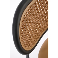 Scaun living/sufragerie Halmar K524, cadru metal,  stil clasic, 46x51x78x45cm, piele/ratan, maro