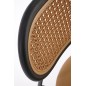Scaun tapitat cu piele, pentru living, design clasic/modern, spatar din ratan, cadru metalic, 46 x 51 x 78 cm, maro/negru Scaun tapitat cu piele, pentru living, design clasic/modern, spatar din ratan, cadru metalic, 46 x 51 x 78 cm, maro/negru