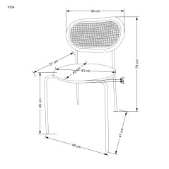 Scaun living/sufragerie Halmar K524, cadru metal,  stil clasic, 46x51x78x45cm, piele/ratan, maro
