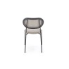 Scaun living/sufragerie Halmar K524, cadru metal, stil clasic, 46x51x78x45cm, piele/ratan, gri