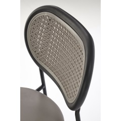 Scaun living/sufragerie Halmar K524, cadru metal,  stil clasic, 46x51x78x45cm, piele/ratan, gri