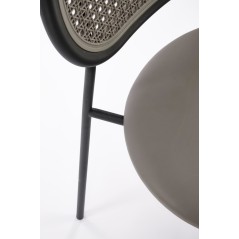 Scaun living/sufragerie Halmar K524, cadru metal,  stil clasic, 46x51x78x45cm, piele/ratan, gri