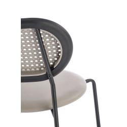 Scaun living/sufragerie Halmar K524, cadru metal,  stil clasic, 46x51x78x45cm, piele/ratan, gri