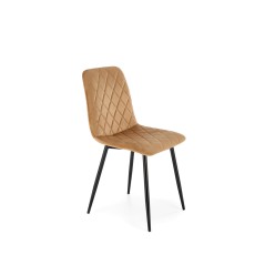Scaun tapitat living/sufragerie Halmar K525, cadru metal, spatar matlasat, stil clasic, 45x55x89x47cm, catifea, bej