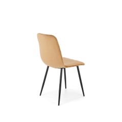 Scaun dining, clasic, picioare drepte din metal, spatar matlasat, inaltime 89 cm, tapiterie catifea bej