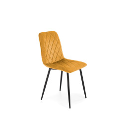 Scaun tapitat living/sufragerie Halmar K525, cadru metal, spatar matlasat, stil clasic, 45x55x89x47cm, catifea, maro