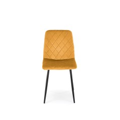 Scaun tapitat living/sufragerie Halmar K525, cadru metal, spatar matlasat, stil clasic, 45x55x89x47cm, catifea, maro