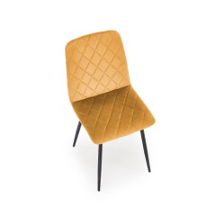 Scaun tapitat living/sufragerie Halmar K525, cadru metal, spatar matlasat, stil clasic, 45x55x89x47cm, catifea, maro