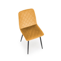 Scaun tapitat living/sufragerie Halmar K525, cadru metal, spatar matlasat, stil clasic, 45x55x89x47cm, catifea, maro