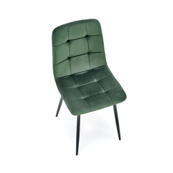 Scaun tapitat living/sufragerie Halmar K526, cadru metal, spatar matlasat, stil clasic, 45x55x47x89cm, catifea, verde